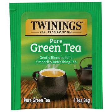 Twinings Pure Green Tea Individually Wrapped Bags, 100 Count (Pack Of 1), Smooth & Refreshing, Caffeinated, Enjoy Hot Or Iced