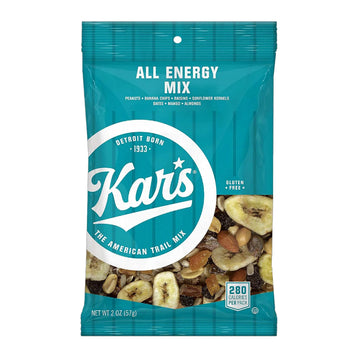Kars Nuts All Energy Unsalted Trail Mix, 2 oz - Grab & Go Bags, Individual Snack Packs (Pack of 48), Gluten-Free Trail Mix Snack