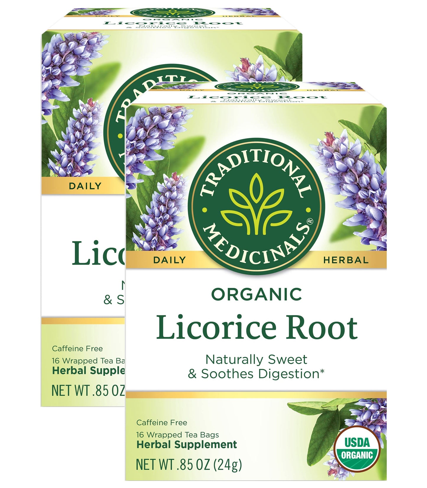Traditional Medicinals Organic Licorice Root Herbal Tea, Soothes Digestion, (Pack Of 2) - 32 Tea Bags Total