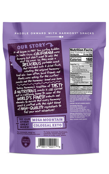 Diamond of California Harmony Amped Omega-3 Trail Mix with Mixed Nuts, Dried Fruit, Diamond of California Himalayan Pink Salt Wa