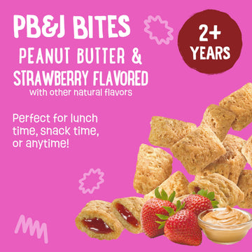Earths Best Organic Kids Snacks, Sesame Street Toddler Snacks, Organic Pb&J Bites For Toddlers 2 Years And Older, Peanut Butter And Strawberry Flavored With Other Natural Flavors, 3.17 Oz (Pack Of 6)