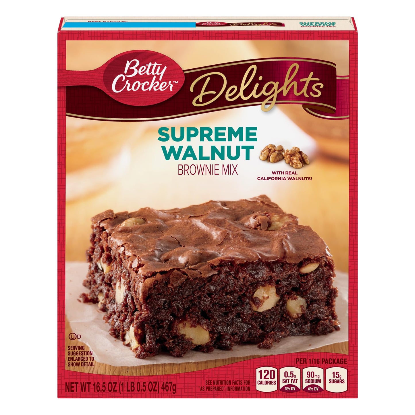 Betty Crocker Supreme Walnut Brownie Mix (Pack of 3) 16.5 oz Boxes