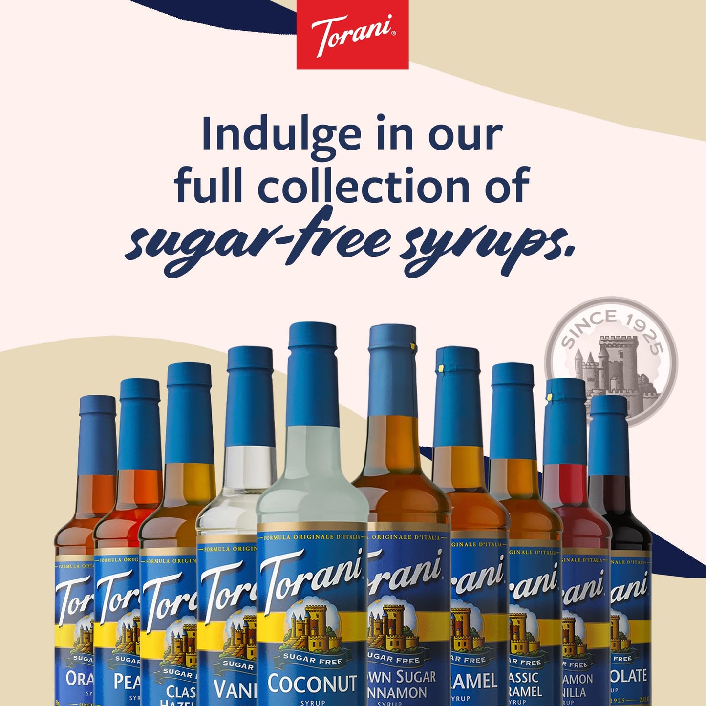 Torani Sugar Free Coffee Syrup White Chocolate Flavored Syrup for Drinks Zero Calorie Pump Included 25.4 Fl Oz