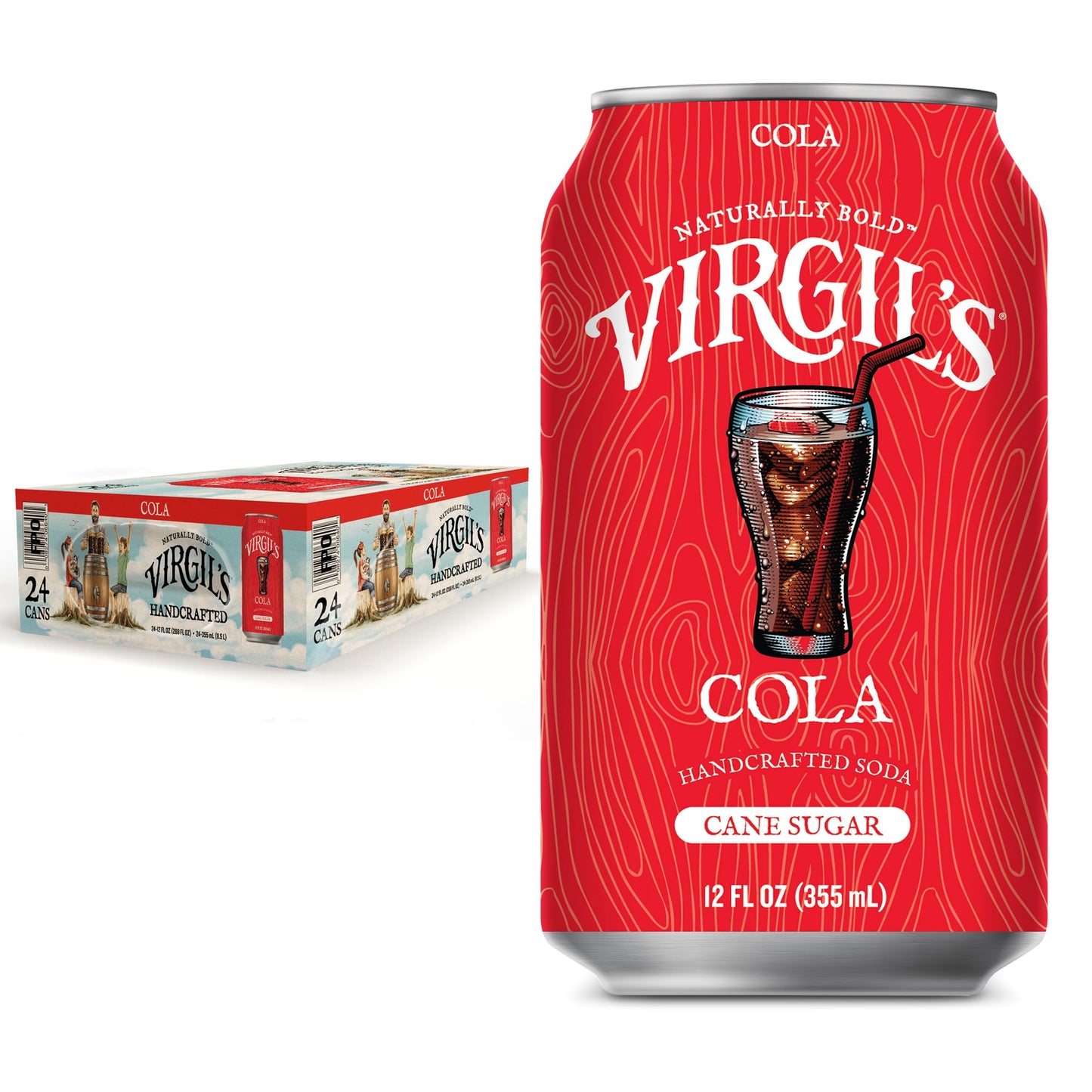 VirgilS Handcrafted Cola - Bold Flavor Energy Blend Free - 12Oz Cans 24 Pack