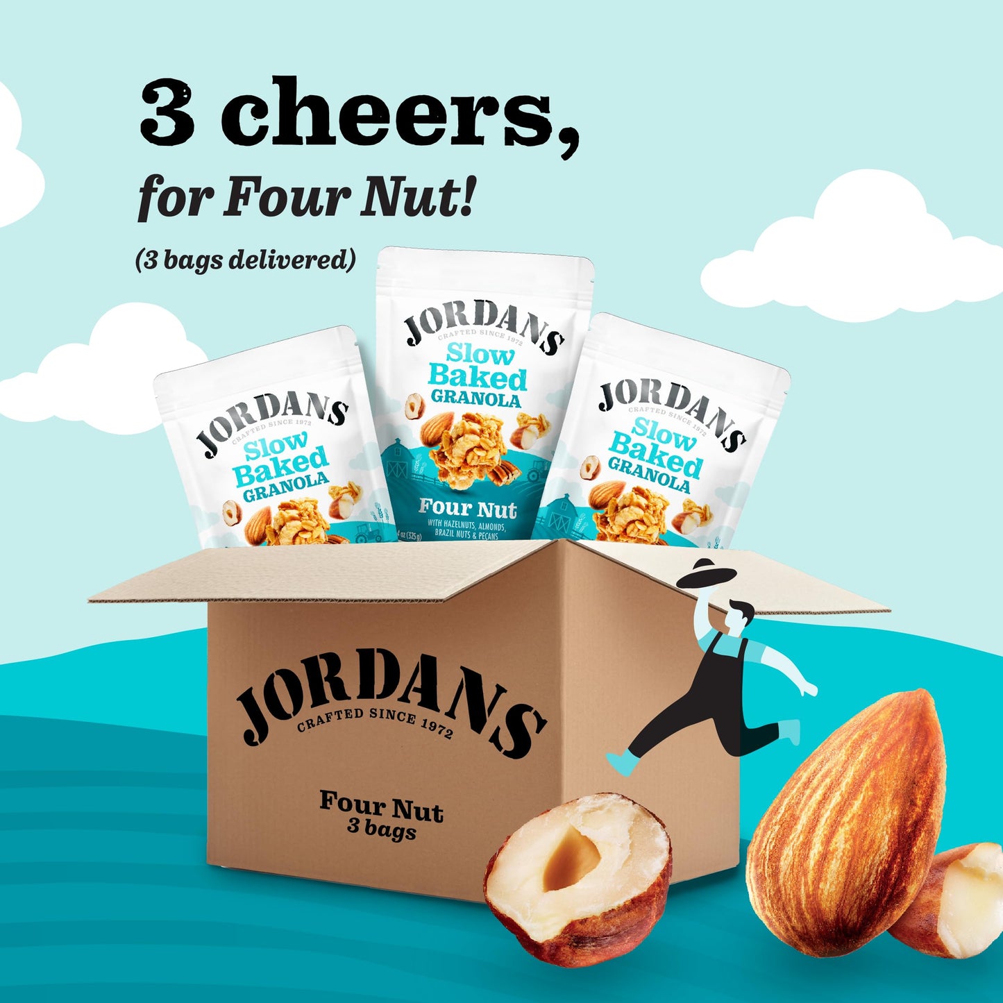 Jordans Slow Baked Granola | Four Nut Granola With Almonds, Brazil Nuts And Pecans | Non-Gmo, No Artificial Flavors, Colors, Or