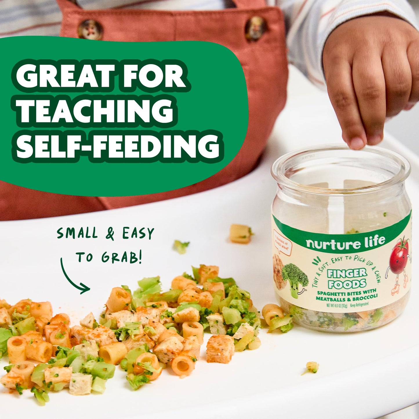 Nurture Life Finger Foods, Spaghetti Bites, Meatballs & Broccoli, Freshly Made Baby & Toddler Meals, Stage 3 Finger Foods For Se