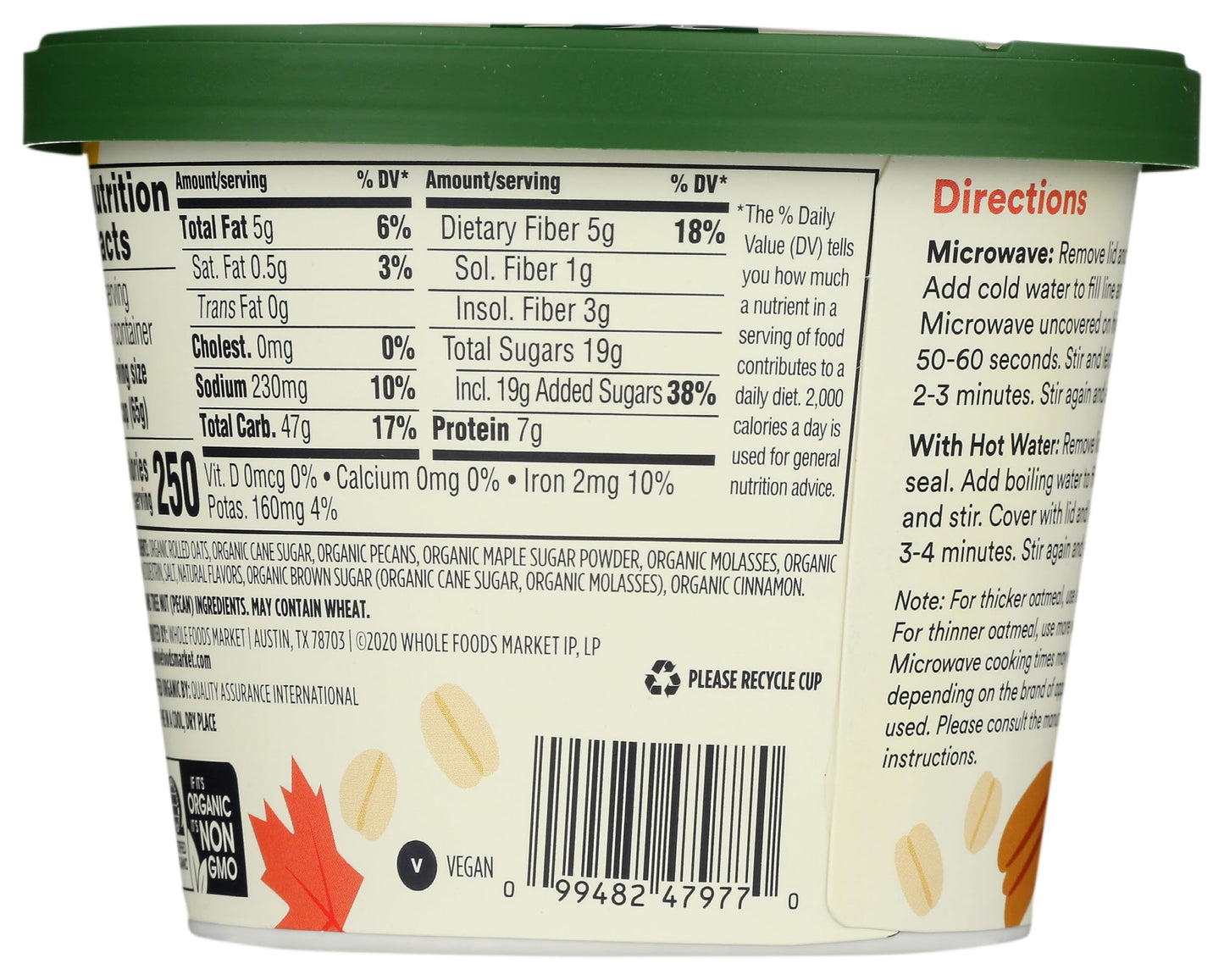 365 by Whole Foods Market, Organic Instant Oatmeal, Maple & Brown Sugar Pecan, 2.3 Ounce