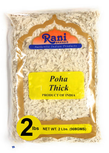 Rani Poha (Powa) Thick Medium-Cut (Flattened Rice) 32Oz (2Lbs) 908G ~ All Natural, Salt-Free | Vegan | Kosher | No Colors | Gluten Friendly | Indian Origin