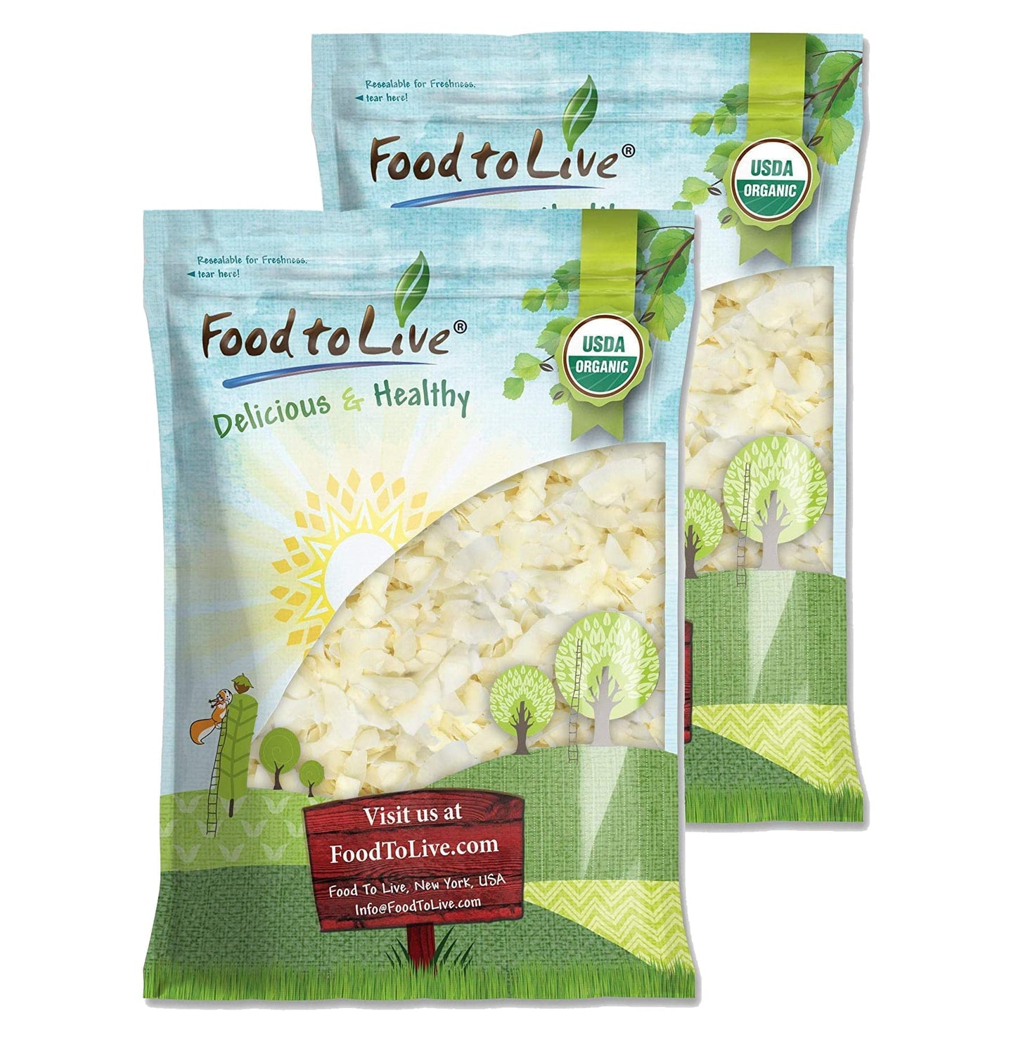 Food To Live Organic Coconut Chips, 8 Pounds - Non-Gmo, Kosher, Raw, Desiccated, Unsweetened, Unsulfured, Dried Flakes, Vegan, Keto, Bulk, Great For Baking