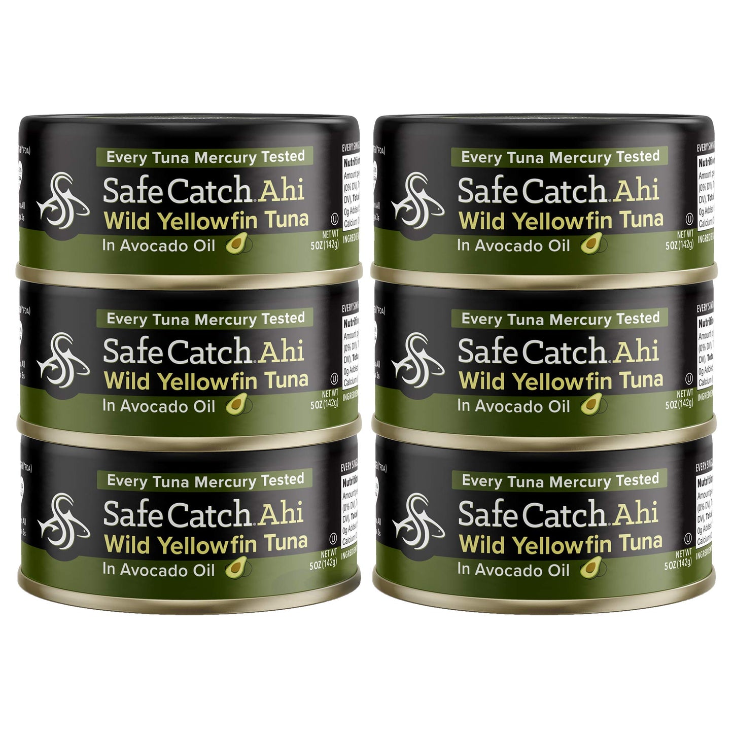 Safe Catch Wild Ahi Yellowfin Tuna Fish Canned, Wild Caught, Lowest Mercury, Lean Protein, Omega 3, Gluten-Free, Kosher, in Avoc