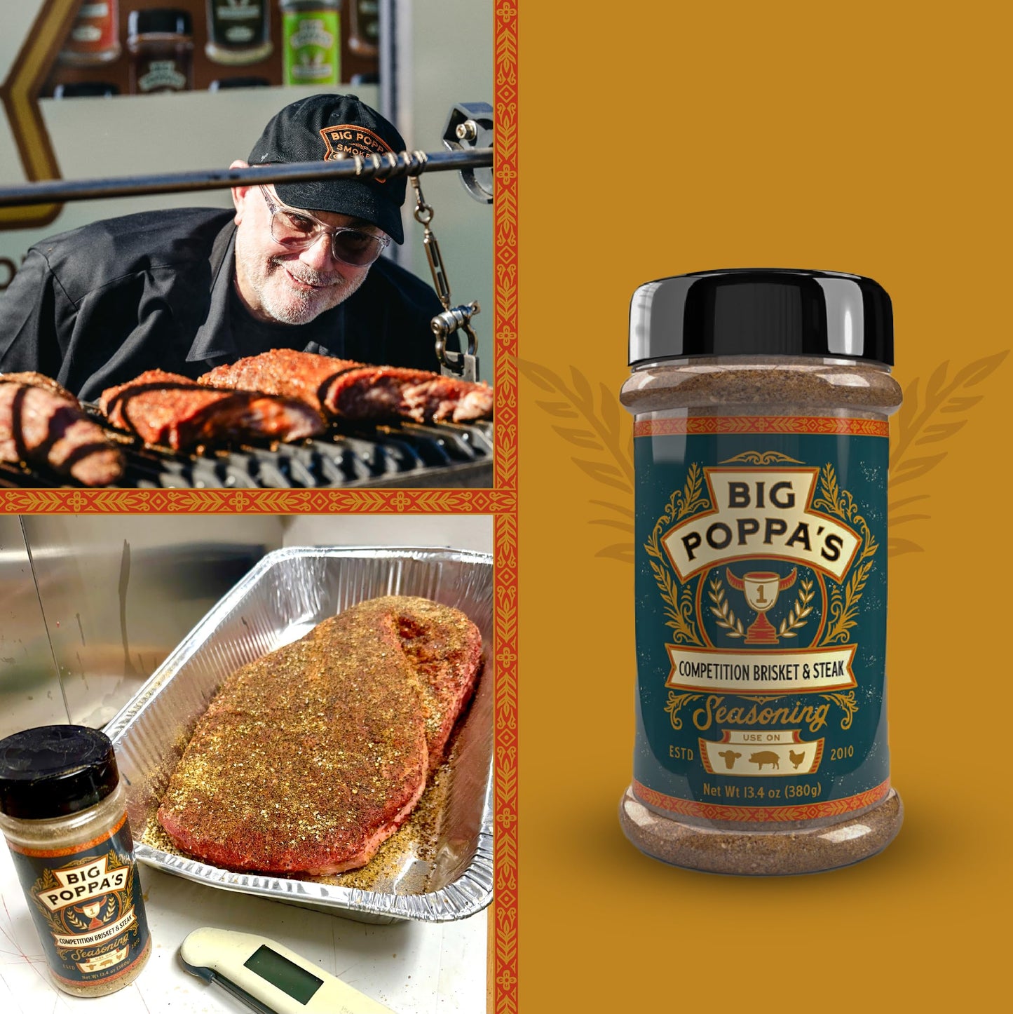 Big Poppa Smokers Brisket & Steak Seasoning Rub - 3 Pack Bundle, 13.4 Ounce Total