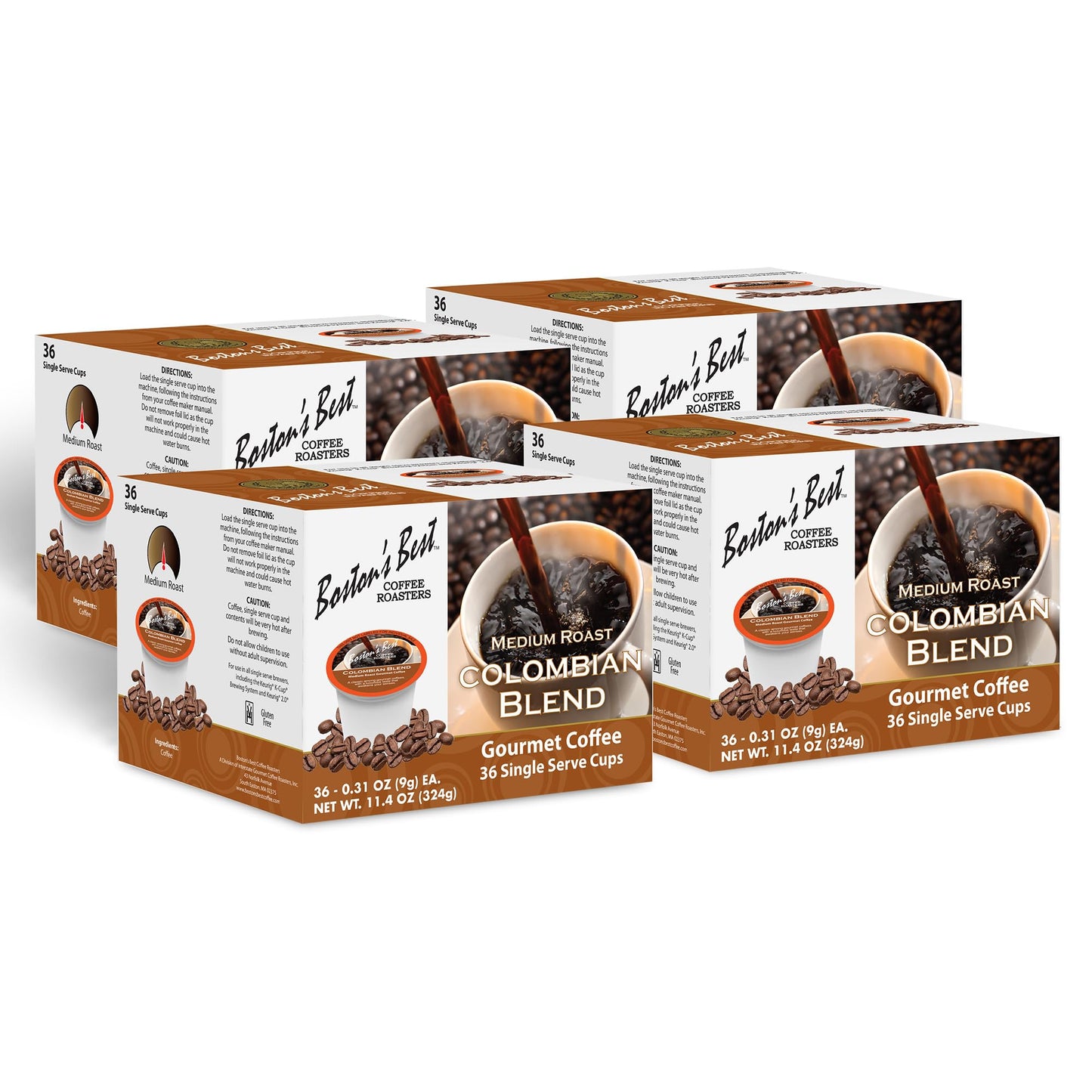 Bostons Best - Colombian Blend Delectable Gourmet Bold Medium Roast Coffee Compatible With Keurig Coffee Maker 1 Count (144 Single Serve Cups)