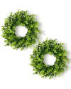 Ddhs 11 Inch Artificial Boxwood Small Wreath For Front Doors 2 Packs Green Leaves Wreath Spring Summer Mini Wreaths For Indoor Outdoor Hanflavor Blendg Wall Window Wedding Home Decor Party Farmhouse