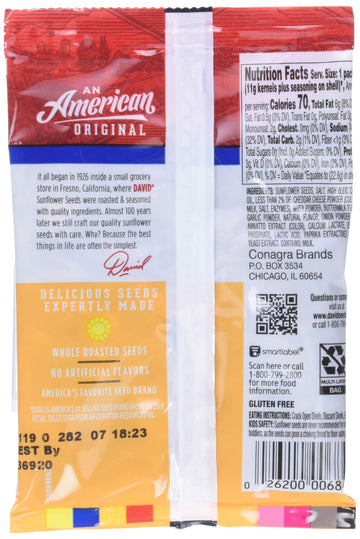 David Seed Sunflower Seeds, Nacho Cheese, 0.8 Ounce, 36 count