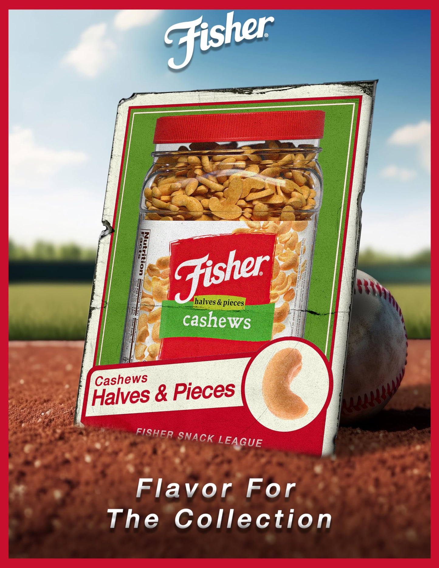 Fisher Snack Cashew Halves And Pieces, 24 Ounces, Roasted With Sea Salt, No Artificial Colors Or Flavors, 100% Recyclable