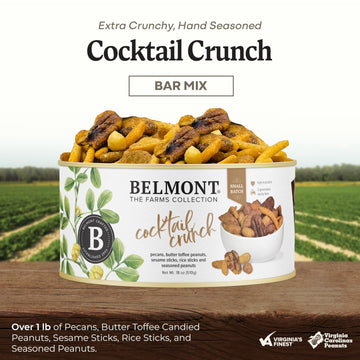 Belmont Peanuts Cocktail Crunch Mix – Pecans, Sesame & Rice Sticks – 18 oz Pack