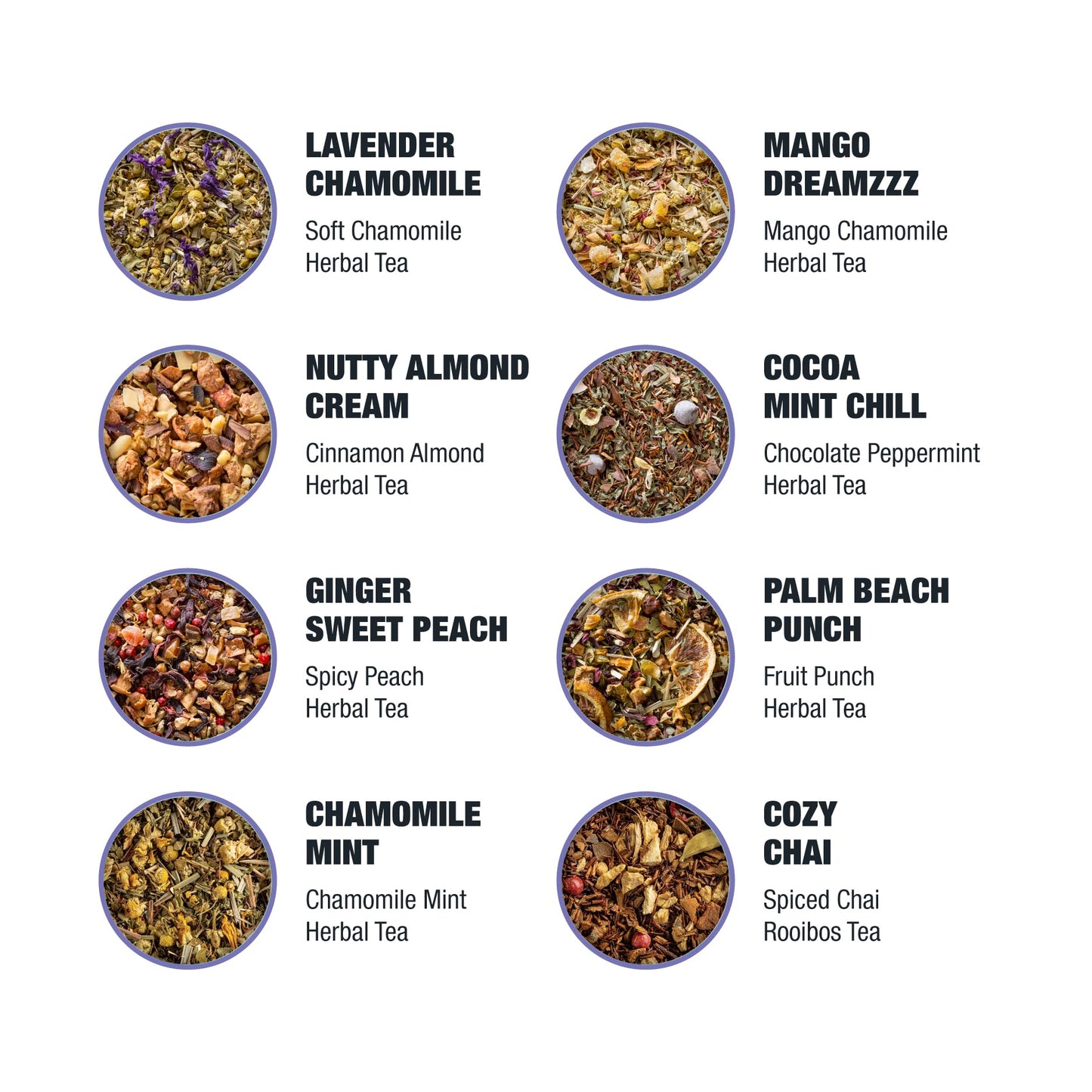 Tiesta Tea - 8 Herbal & Rooibos Tea Dry Flight Set, Premium Loose Leaf Variety Pack With Herbal & Chamomille Tea - 8 Resealable