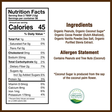 Betty Lous Organic Chocolate Peanut Butter Powder, Gluten Free, Vegan, High Protein, 24 Ounce