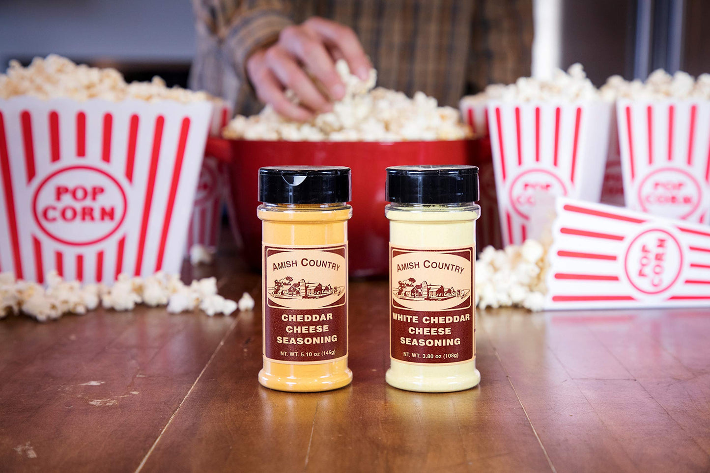 Amish Country Popcorn | Seasoning Variety Pack | Cheddar Cheese - 5.1 oz and White Cheddar Cheese - 3.8 oz Popcorn Seasoning | O