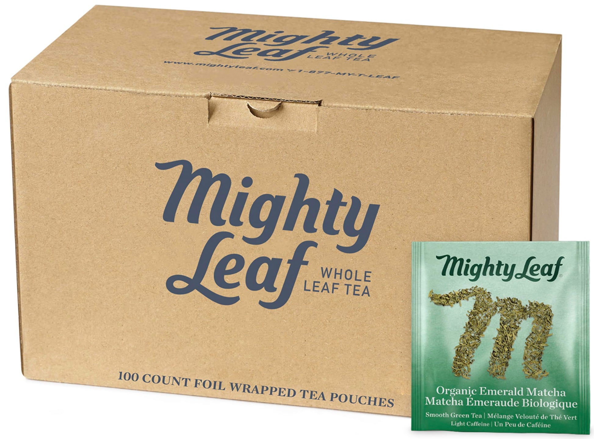 Mighty Leaf Organic Emerald Matcha Green Tea, 100 Count Bulk Tea Pouches