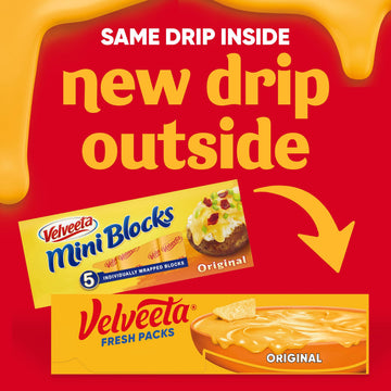 Velveeta Fresh Packs Original Pasteurized Recipe Cheese Product Blocks, 5 ct Pack