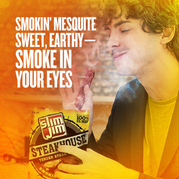 Slim Jim Smoked Steak Strips, Smokin' Mesquite Flavor, 8G Protein Per Serving, Easter Basket Stuffer, 3.15 Oz. (1 Count)