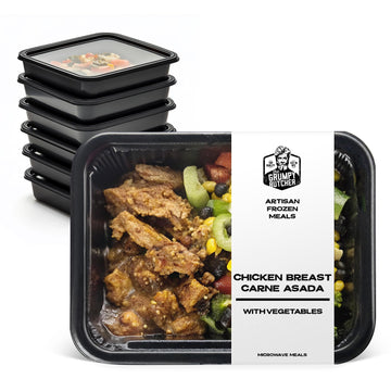 Grumpy Butcher Premium Prepared Meals: Chicken Asada & Vegetables, 6 pack (12 oz each, 4.5 lb total) - Artisan Frozen Meals - Sm