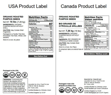 Food To Live Organic Dry Roasted Pumpkin Seed Kernels, 16 Pounds - Non-Gmo, Unsalted, Oven Roasted Whole Pepitas, No Oil Added,