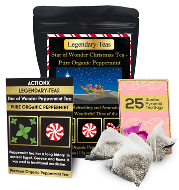 Legendary-Teas Star of Wonder Peppermint Tea - 25 Pack - Pyramid Tea Bags Sealed in Foil Pouches (Pure Peppermint Tea, 25 Pack P