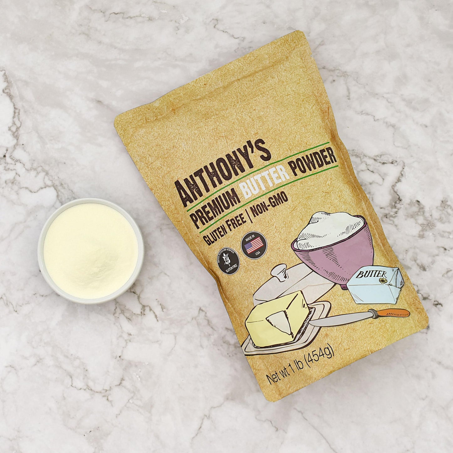 Anthonys Enhanced Butter Powder, 1 Lb, Gluten Free, Non Gmo, Made In Usa, Keto Friendly, Free