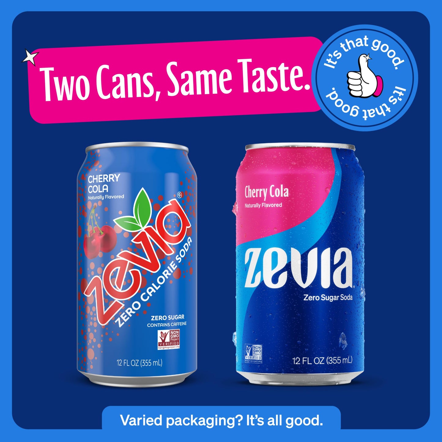 Zevia Zero Sugar, Cherry Cola Soda, 12 Fl Oz Cans (Pack of 24)