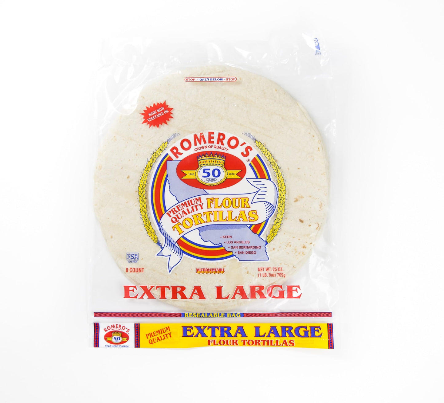 Romeros Extra Large Flour Tortillas 8 Count, 25 oz