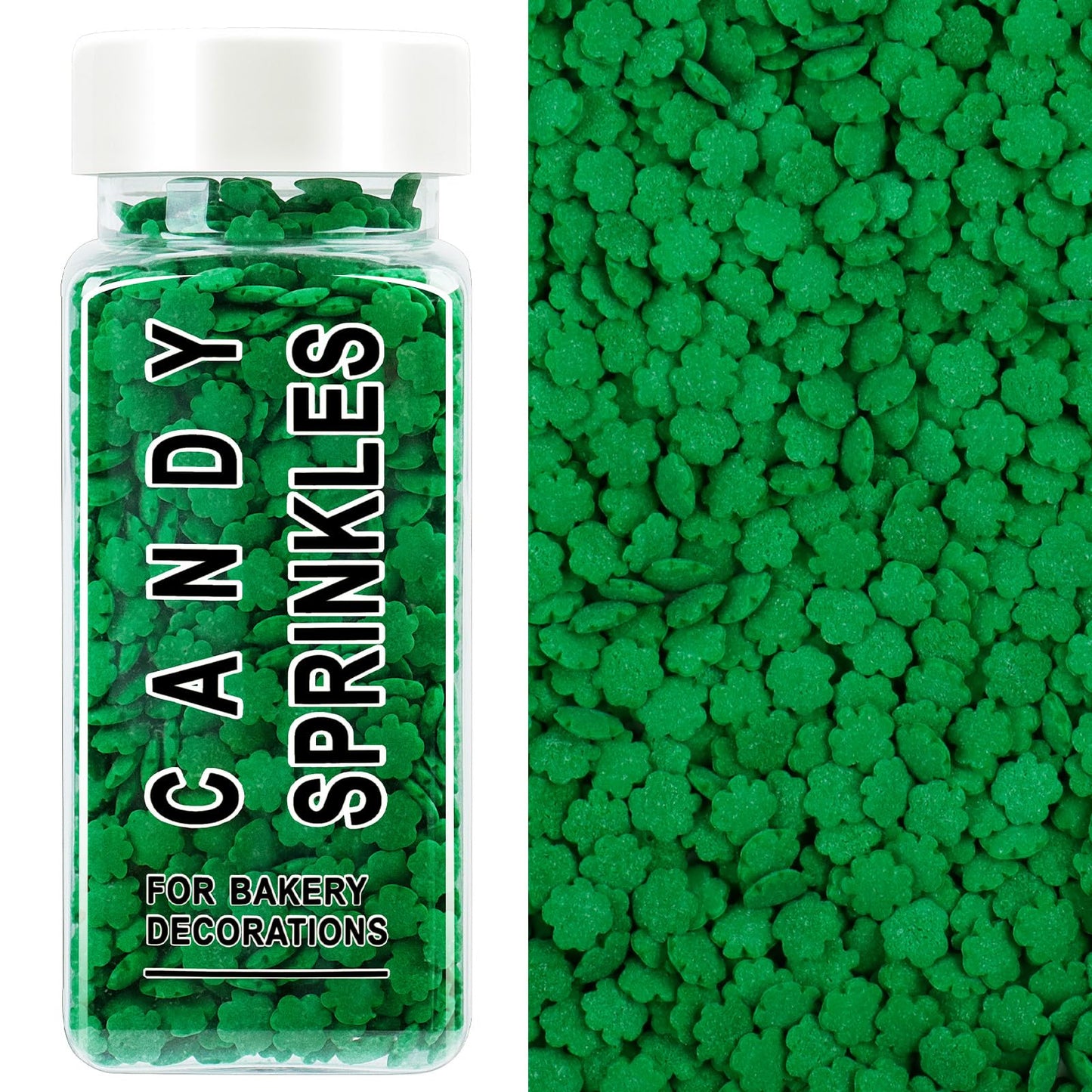 Shamrock Sprinkles, St. Patricks Day Green Sprinkles for Cake Decorating, Edible shamrocks for Baking, Ice Cream, Cookies, Cupc