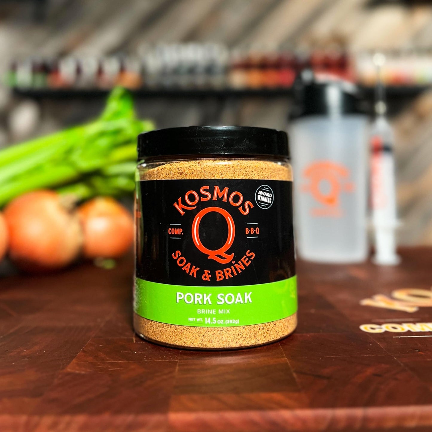 Kosmos Q Pork Brine Soak & Seasoning, Sweet Brown Sugar & Worcestershire, 16 Oz Jar