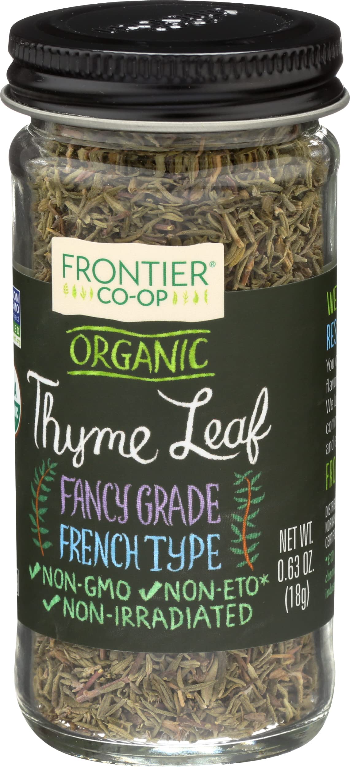 Frontier Natural Thyme Leaf Whole Organic, 0.63 ounces (Pack of 6)