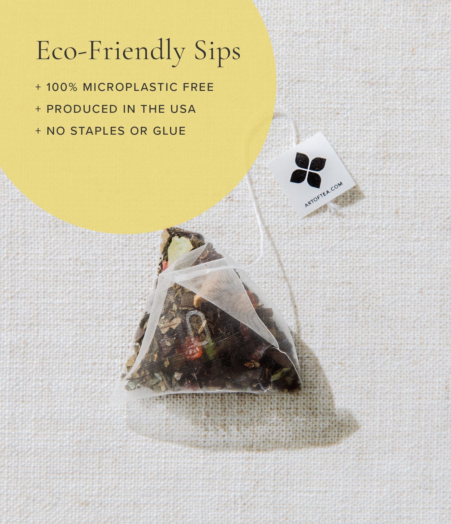 Art Of Tea | Organic Happy Tea | 12 Eco Friendly Pyramid Tea Bags Sachet | Naturally Caffeinated Mighty Aroma