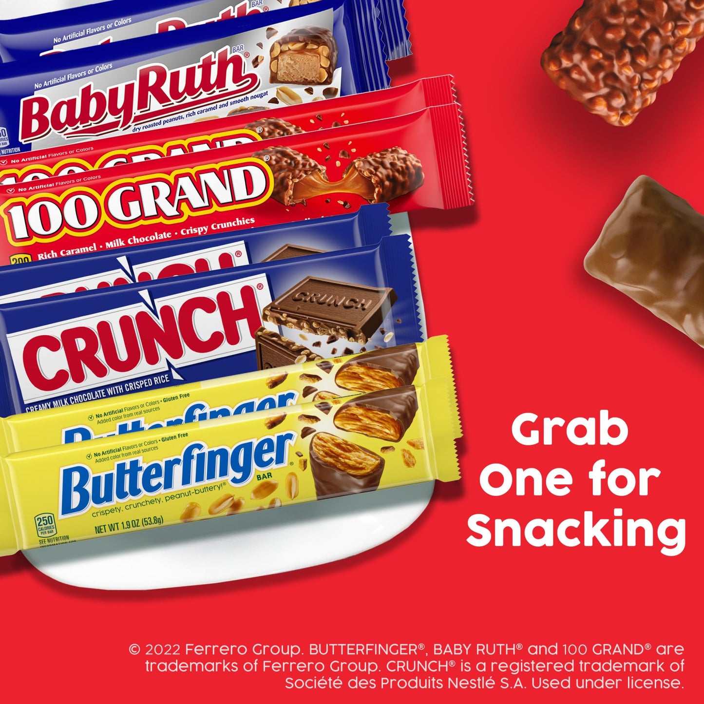 Butterfinger, Crunch, Baby Ruth And 100 Grand, Bulk 28 Pack, Assorted Full Size Chocolate Candy Bars, Stocking Stuffers, 48 Oz