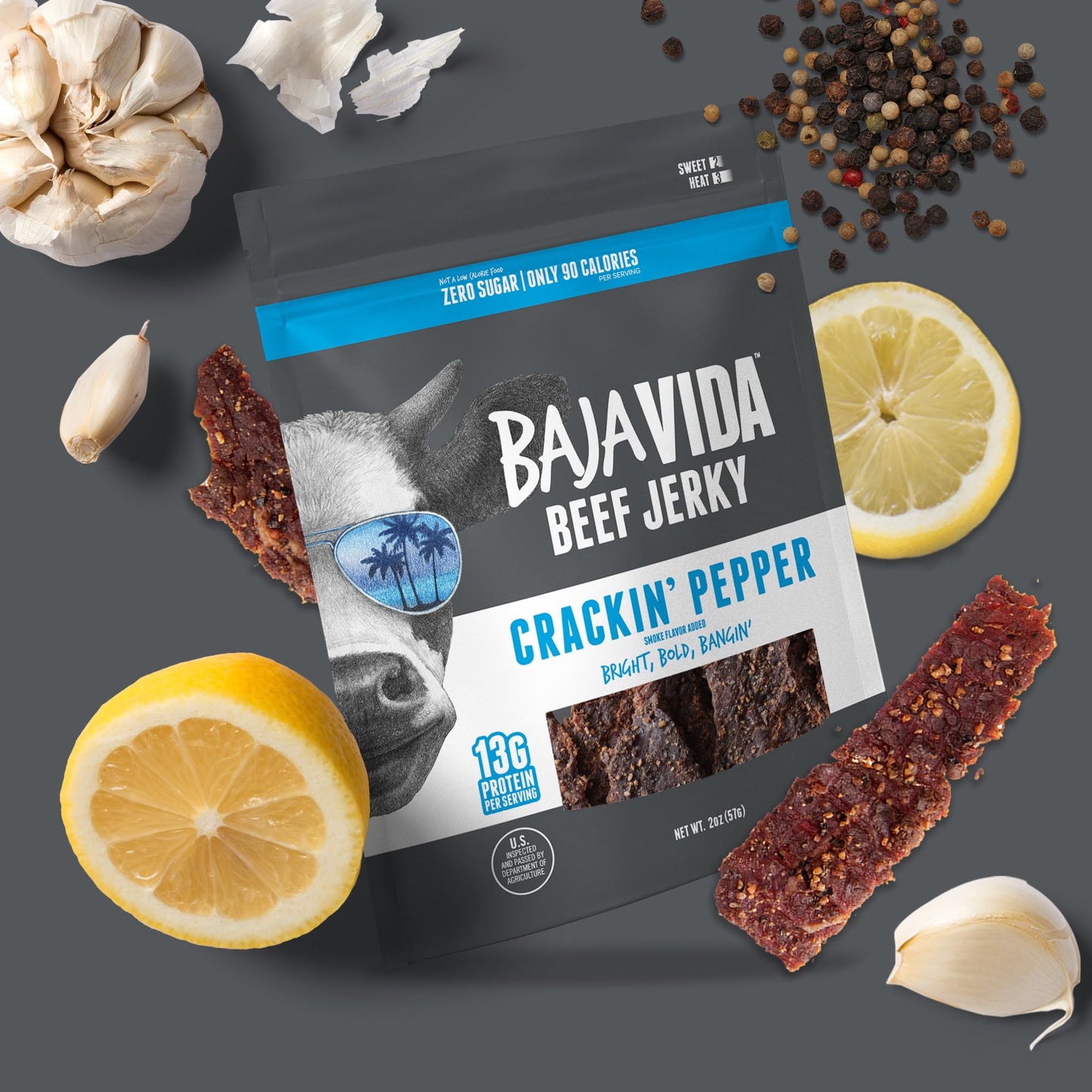 Baja Beef Jerky - 100% All Natural Beef Jerky, Keto Jerky, Gluten Free, Low Calorie Craft Jerky, 13g Protein per Serving, No Nit