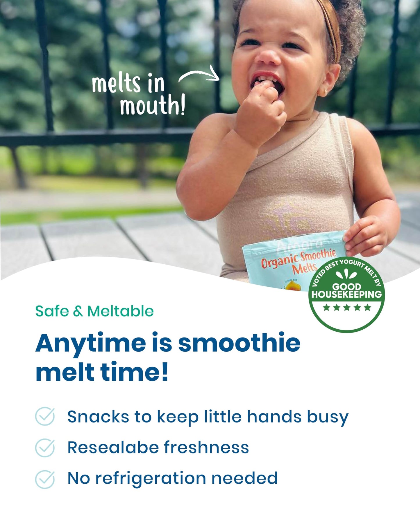 Amara Smoothie Melts - Mighty Sweet Greens - Baby Snacks Made With Fruits And Vegetables - Healthy Toddler Snacks For Your Kids