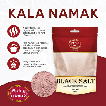 Spicy World Kala Namak Indian Black Salt 14 oz - Vegan, Pure, Unrefined, Non-GMO & Natural