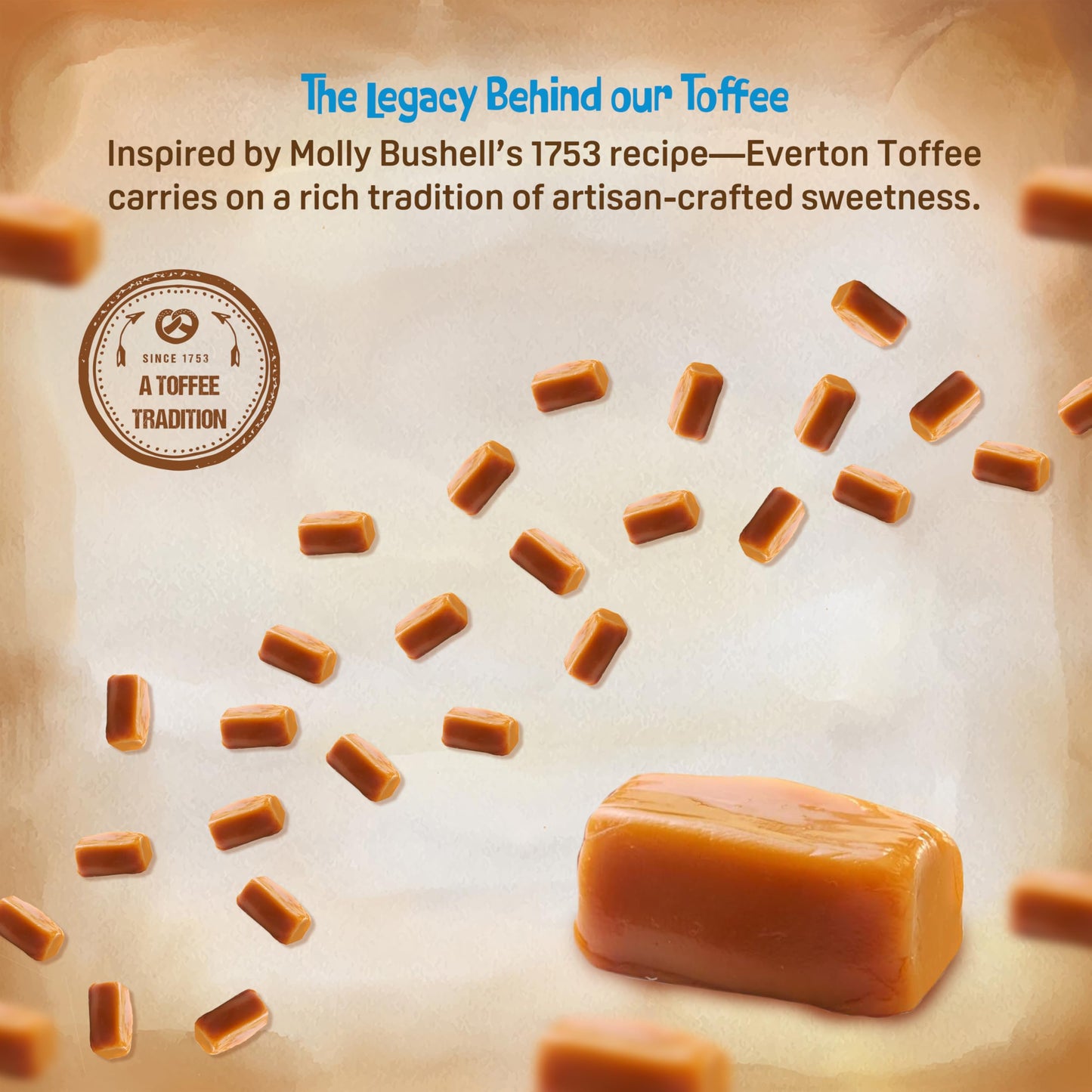 Everton Toffee Butter Toffee Caramels, Original Sea Salt Flavor 50 count (20 oz. Grab Jar). Gourmet artisan Creamy, soft and cre