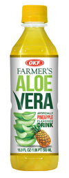 OKF Farmer's Aloe Vera Drink, Pineapple, 16.9 Fluid Ounce (Pack of 20)
