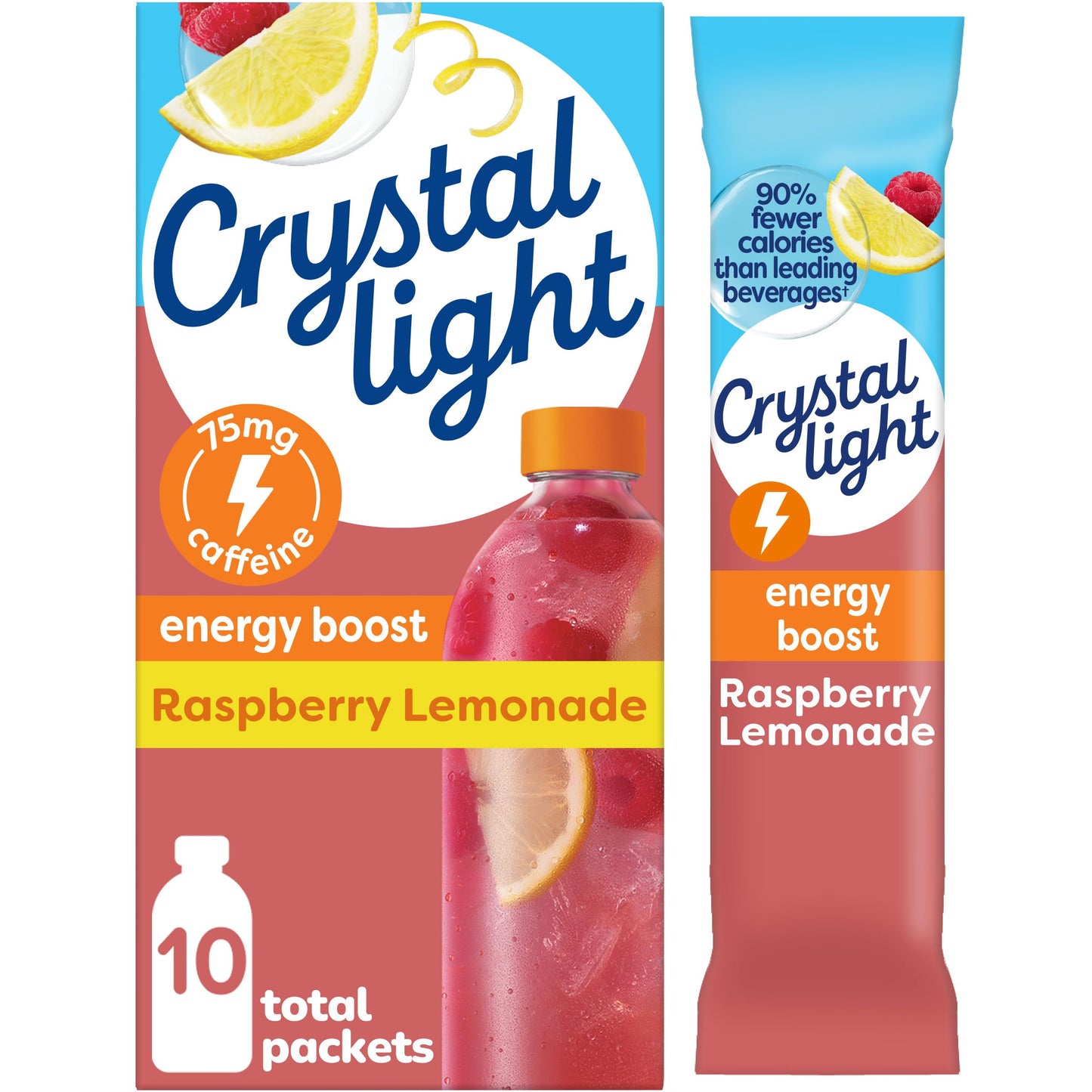 Crystal Light Raspberry Lemonade Drink Mix, On-the-Go Packets, 10 ct, 0.9 Ounce