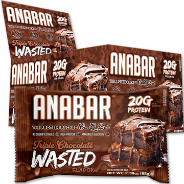 Anabar Protein Bar, Triple Chocolate Wasted, The Protein-Packed Candy Bar, No Sugar Alcohols, High Protein, Amazingly Delicious,