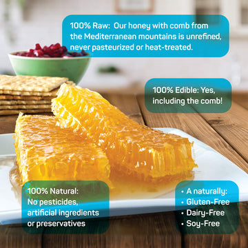 Papa Palermo Honeycomb 100% Edible, All-Natural, Gourmet Raw Honeycomb, No Additives, No Preservatives - 14 Oz