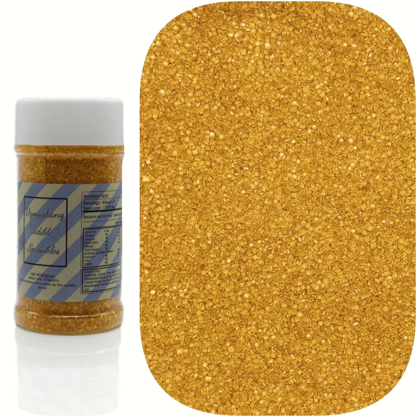 Dynastang Gold Sanding Sugar Sprinkles Edible Sugar Crystals Cake Decoration Cupcake Toppers Cookie Decorating Perfect for Cakes