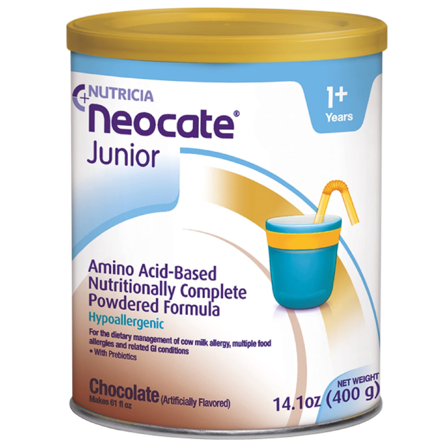 Nutricia Neocate Junior - Hypoallergenic, Dairy-free, Amino Acid-Based Formula for 1+ Years - For Toddlers, Kids & Teens - Powdered Formula - Chocolate - 14.1 oz can (Case of 1)