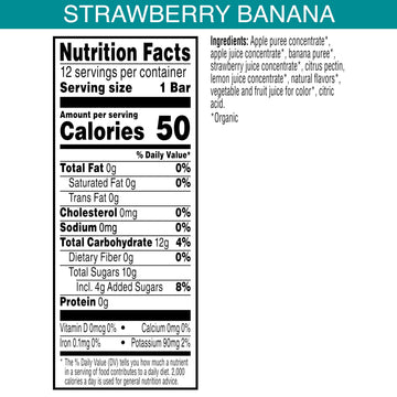 Pure Organic Layered Fruit Bars Strawberry Banana Gluten Free and Vegan Fruit Snacks 6.2oz Box (12 Count)
