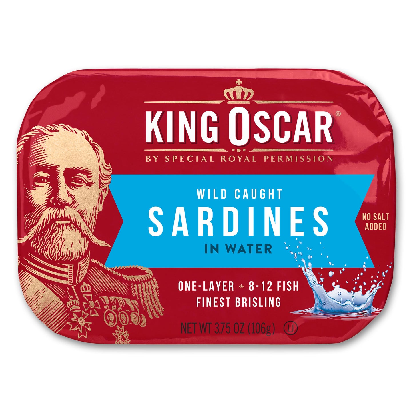 King Oscar Brisling Sardines in Water, 3.75-Ounce Cans (Pack of 12)