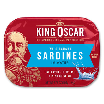 King Oscar Brisling Sardines in Water, 3.75-Ounce Cans (Pack of 12)